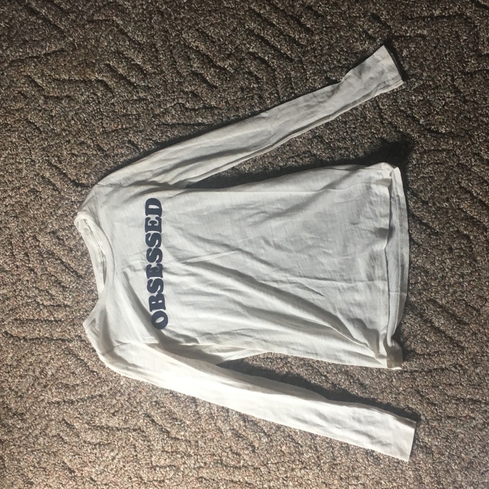 white “obsessed” long sleeve